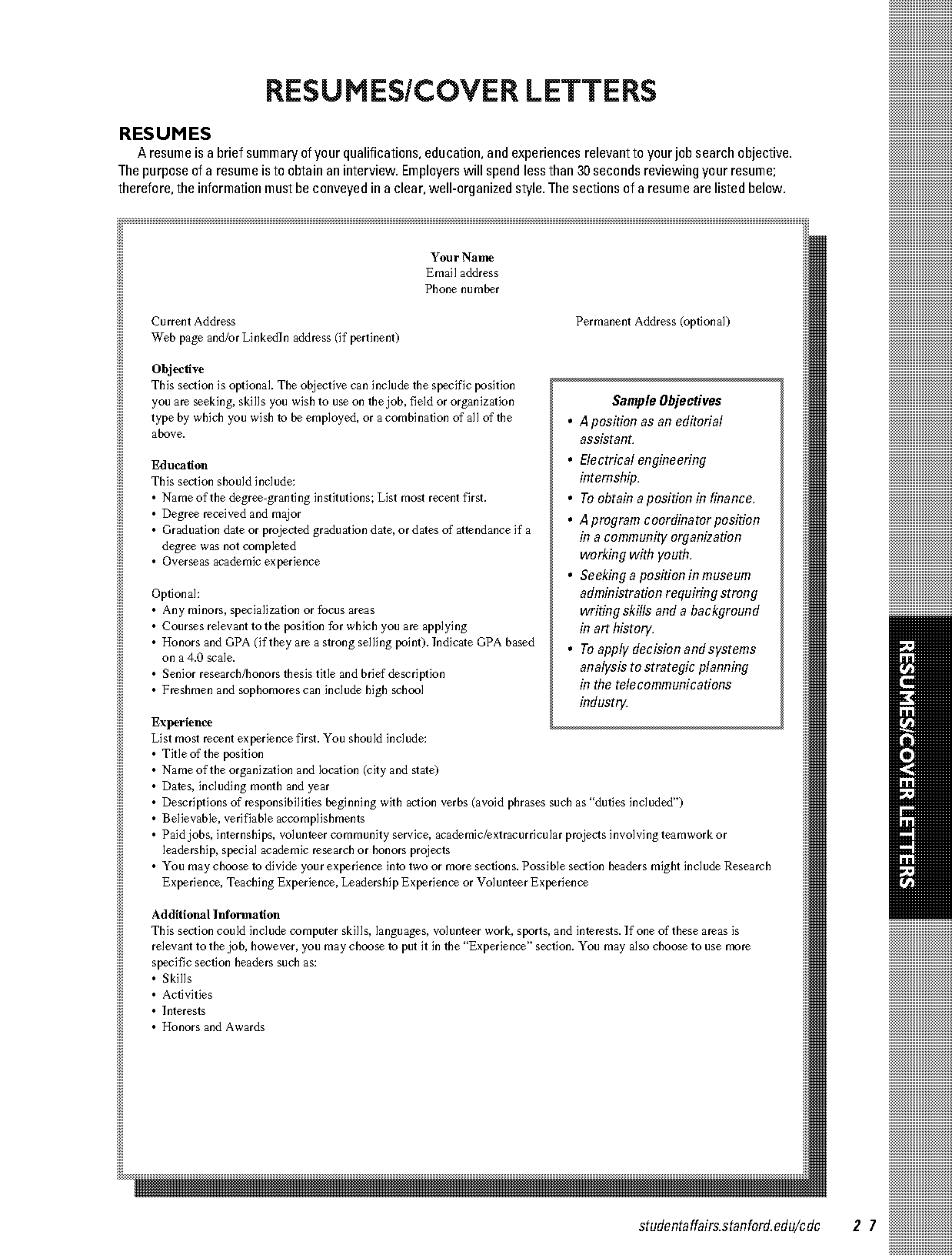 graduate school admissions resume template